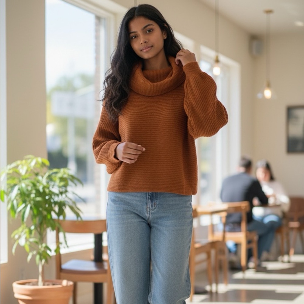 Cozy Brown Turtleneck Sweater